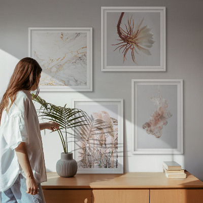 Polittico con cornice Eleganti fiori d'erba in marmo