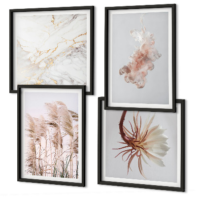 Polittico con cornice Eleganti fiori d'erba in marmo