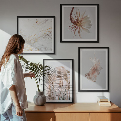 Polittico con cornice Eleganti fiori d'erba in marmo