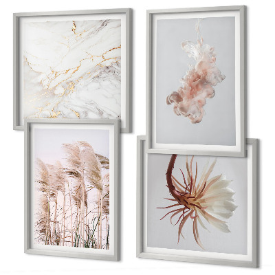Polittico con cornice Eleganti fiori d'erba in marmo