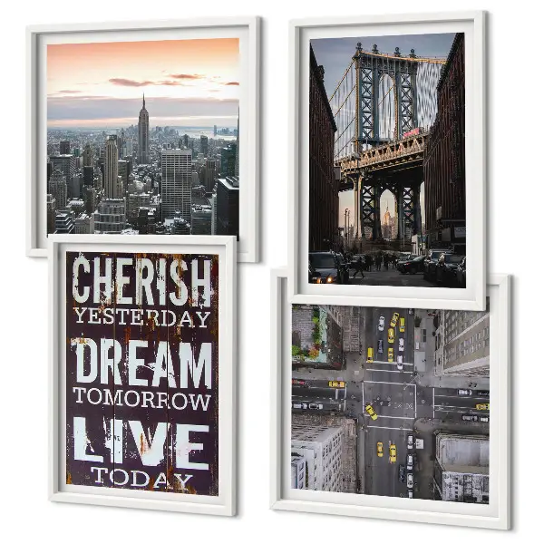 Galleria a parete con citazione sui paesaggi di New York