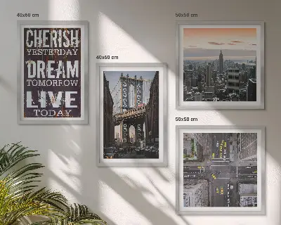 Galleria a parete con citazione sui paesaggi di New York