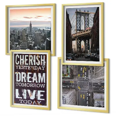 Galleria a parete con citazione sui paesaggi di New York