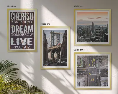 Galleria a parete con citazione sui paesaggi di New York