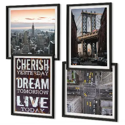Galleria a parete con citazione sui paesaggi di New York
