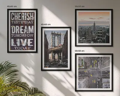 Galleria a parete con citazione sui paesaggi di New York
