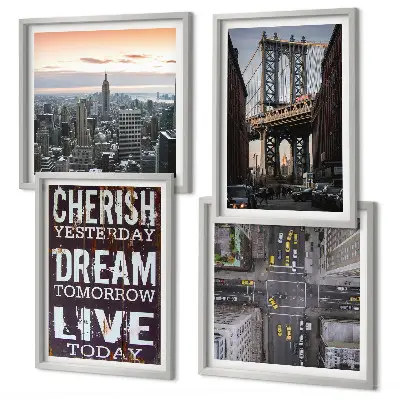 Galleria a parete con citazione sui paesaggi di New York