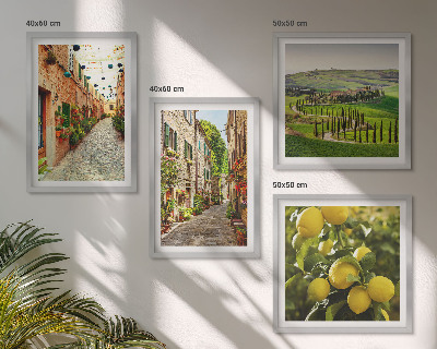 Composizione di 4 quadri Incantevoli strade fiancheggiate da limoni in fiore