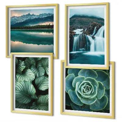 Polittico con cornice con primi piani di foglie di piante succulente