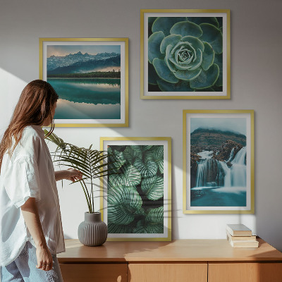 Polittico con cornice Primi piani di foglie di piante succulente