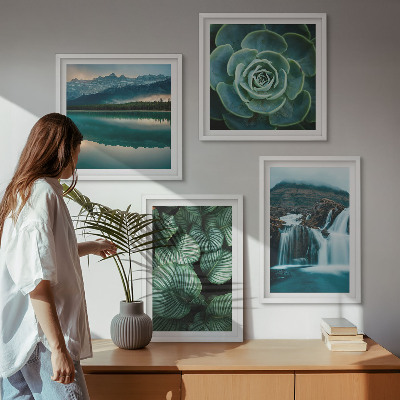 Polittico con cornice Primi piani di foglie di piante succulente