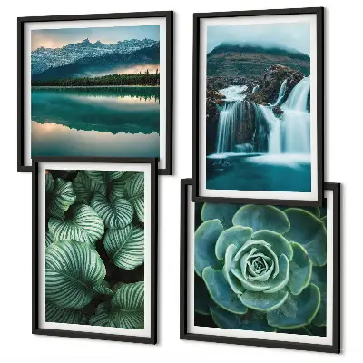 Polittico con cornice con primi piani di foglie di piante succulente