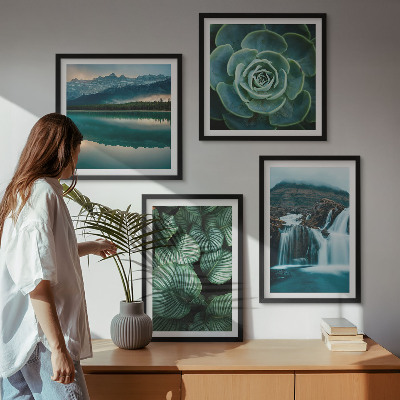 Polittico con cornice Primi piani di foglie di piante succulente