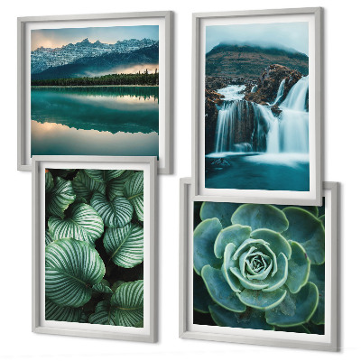 Polittico con cornice Primi piani di foglie di piante succulente