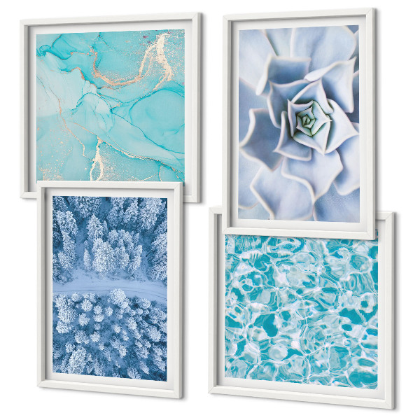 Polittico con cornice Foresta invernale Fiore blu