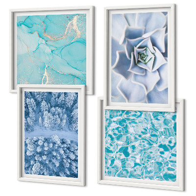Polittico con cornice Foresta invernale Fiore blu