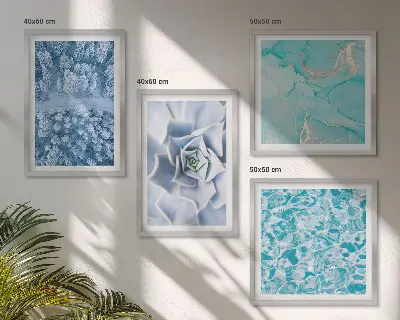 Foresta invernale Fiore blu polittico con cornice