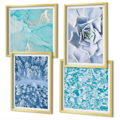 Polittico con cornice Foresta invernale Fiore blu