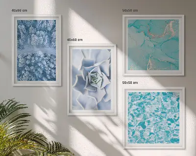 Foresta invernale Fiore blu polittico con cornice