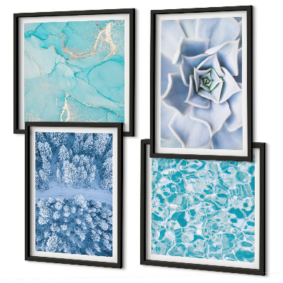 Polittico con cornice Foresta invernale Fiore blu