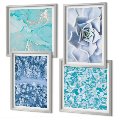 Polittico con cornice Foresta invernale Fiore blu