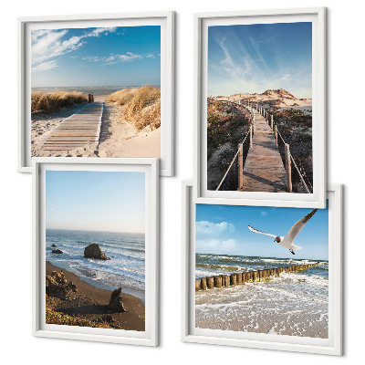 Composizione di 4 quadri onde della spiaggia molo panoramico passeggiata