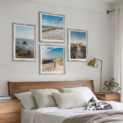 Composizione di 4 quadri onde della spiaggia molo panoramico passeggiata