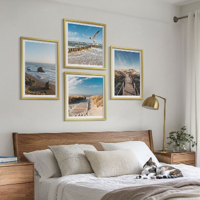 Composizione di 4 quadri onde della spiaggia molo panoramico passeggiata