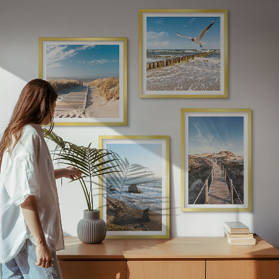 Composizione di 4 quadri onde della spiaggia molo panoramico passeggiata