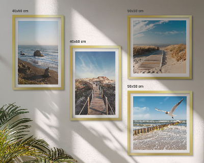 Composizione di 4 quadri onde della spiaggia molo panoramico passeggiata