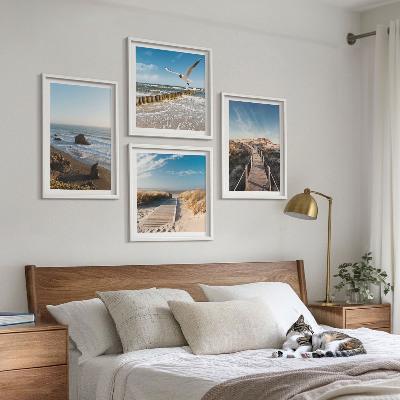 Composizione di 4 quadri onde della spiaggia molo panoramico passeggiata