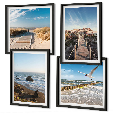 Composizione di 4 quadri onde della spiaggia molo panoramico passeggiata