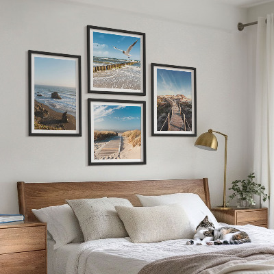 Composizione di 4 quadri onde della spiaggia molo panoramico passeggiata