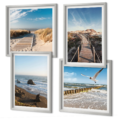 Composizione di 4 quadri onde della spiaggia molo panoramico passeggiata