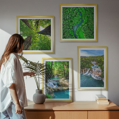Polittico con cornice Cascate foresta verde acqua