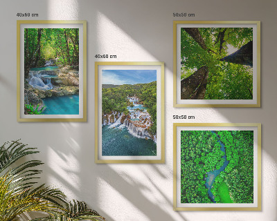 Polittico con cornice Cascate foresta verde acqua