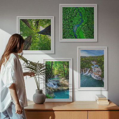 Polittico con cornice Cascate foresta verde acqua