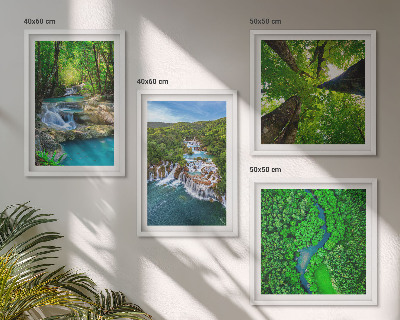 Polittico con cornice Cascate foresta verde acqua