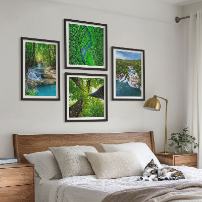 Polittico con cornice Cascate foresta verde acqua