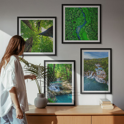 Polittico con cornice Cascate foresta verde acqua