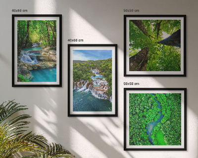 Polittico con cornice Cascate foresta verde acqua