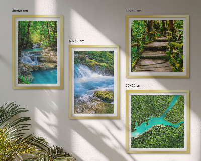 Composizione di 4 quadri Foreste verdi, acque cristalline