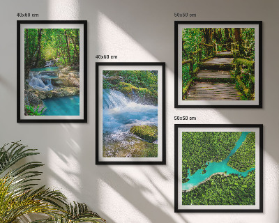 Composizione di 4 quadri Foreste verdi, acque cristalline