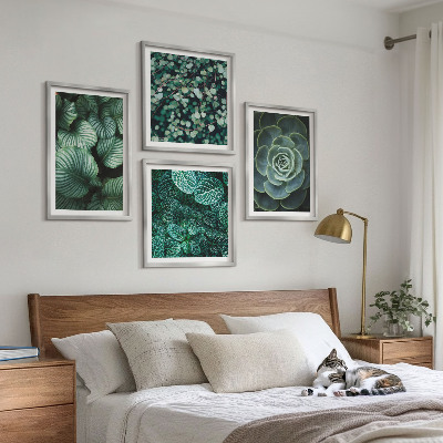 Polittico con cornice Foglie verdi di succulente eleganti