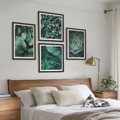 Polittico con cornice Foglie verdi di succulente eleganti