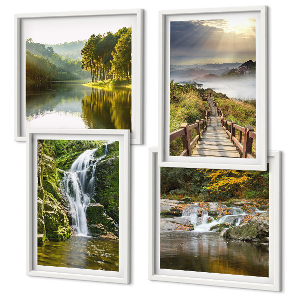 Galleria a parete cascate montagne nuvole autunno