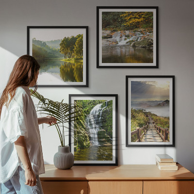 Galleria a parete cascate montagne nuvole autunno