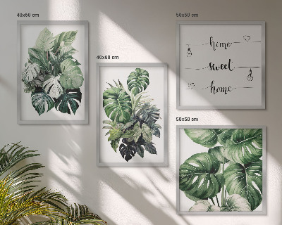 Galleria a parete Foglie tropicali verdi ad acquerello