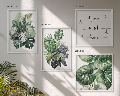 Galleria a parete Foglie tropicali verdi ad acquerello
