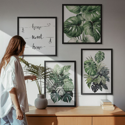 Galleria a parete Foglie tropicali verdi ad acquerello